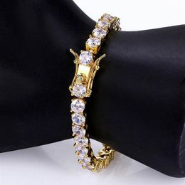 Hip Hop CZ Diamond Tennis Bracelets Charm Bangle Men Women Couple Jewellery 4mm 5mm 6mm3146