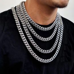 Chains 10mm/12mm/14mm Punk Miami Curb Cuban Chain Necklaces Men Women Hiphop Stainless Steel Fashion Casting Dragon Lock Clasp Jewelry