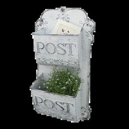 Outdoor Wall Mounted Mailbox Metal Letter Box French Rural Style Wind Storage Home Decoration Leaving Message 231226