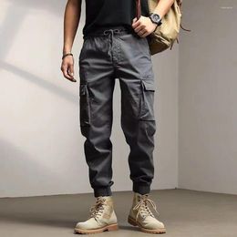 Men's Pants Solid Cargo For Men Casual Loose Fit Ankle Banded Trousers Spring Autumn Outdoor Hiking Overalls Grey Black Green