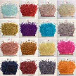 10 yards Ostrich Feathers Trims Fringe with Satin Ribbon 4-6 inch 10-15CM Tape Dress Sewing Crafts Costumes Decoration 231227