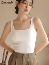 Women's Tanks Women Sporty Backless Slim Fashion Square Collar Tops Korean Style Minimalist Classic Teens Ins Summer Casual Streetwear