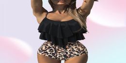 Leopard Bikini High Waist Animal Print Tankini Floral Swimsuit Brazilian Ruffle Plus Size Swimwear Women 2202267053511