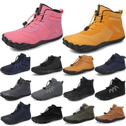 Men women boots black chestnut pink navy grey ankle short boot fur keep warm booties cotton casual shoes outdoor