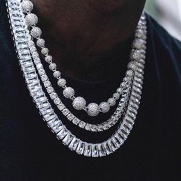 hip hop Iced out bling baguette 5A cubic zirconia cluster tennis chain necklaces for men charm fashion party jewelry whole340p
