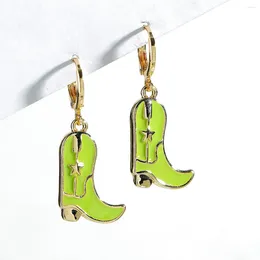 Dangle Earrings Women Colorful Enamel Boot Shape Western Cowboy Cowgirl 2023 Fashion Y2K Drop Earring