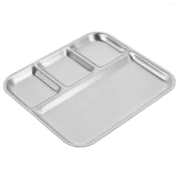 Dinnerware Sets Stainless Steel Grid Diet Plate Portion Divided Plates Compartment Reusable Kid