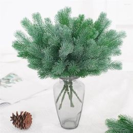 Decorative Flowers 36cm Artificial Pine Needle Branches Home El Plant Leaf Decor Plastic Fake For Christmas Tree