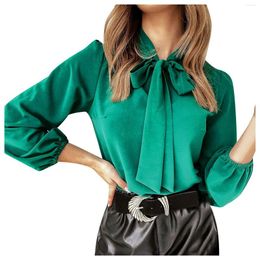 Women's Blouses Elegant Lace Up Shirts Womens Long Sleeve Solid Color Shirt Ladies Casual Tops Blusas Autumn Clothing Roupas Femininas