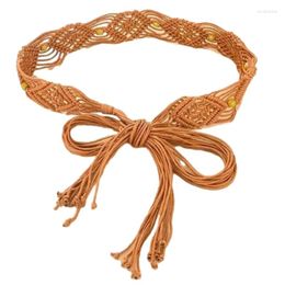 Belts Ethnic Tassels Crochet Belt For Women Adjustable Lace Up Waistband Vintage Rope Teens Girl Female Bohemian