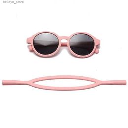 Sunglasses 0-4 Years Baby Silical Gel Glasses UV400 Protection TPEE Polarised Strap Baby Girl Flexible Sunglasses with Free RopeL240124