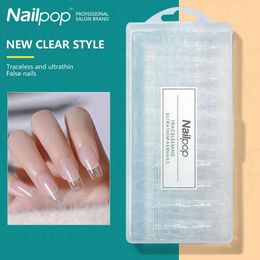 Nailpop 600Pcs Gel Nail Tips Acrylic Transparent Full Cover Square/Coffin/Almond Short Press on Fake Nails American Capsule Art 231227