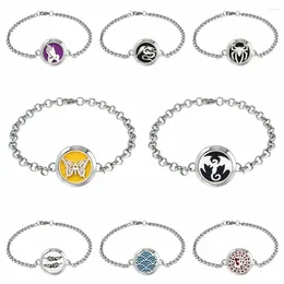 Charm Bracelets Butterfly Bracelet For Women 25mm 316L Stainless Steel Jewelry Essential Oil Diffuser Bangle Locket Free 10pcs