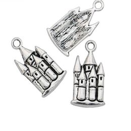 200Pcs lot alloy Antique Silver Plated Castle House Charms Pendant for Jewellery Making Bracelet Accessories DIY 22x12mm216F