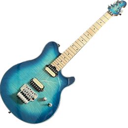 Factory Customised 6-string blue electric guitar professional performance level zebra pickup truck