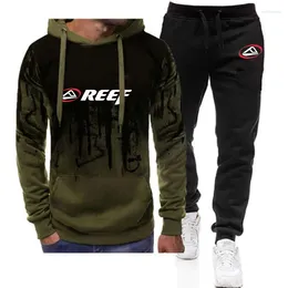 Men's Tracksuits Reef 2023 Long Sleeves Printing Gradient Colour Hoodies Casual Jackets Sporting Hip Hop Coats Tops Trouser Suits