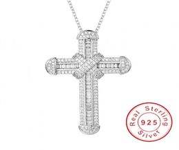 New 925 Silver Exquisite Bible Jesus Pendant Necklace for women men Crucifix Charm Simulated Platinum Diamond Jewelry N0285278528