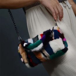 Waist Bags Women's Single Shoulder Bag Luxury Mink Hair Fashion Round Bucket High Grade Banquet Elegant Fur Handbag 2023