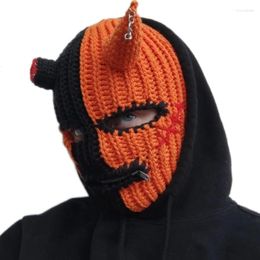 Berets Halloween Balaclava Little Devil Hat Horn Masquerade Party Funny Hooded Beanie Mask Drop