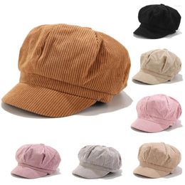 Berets Vintage Women Winter Solid Hat Beret Cap Korean Painter Sboy 07 Visor