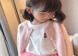Autumn Kids girls cardigan Baby Girl pink knitted sweaters jacket button coat fashion children039s Clothes344x6991083