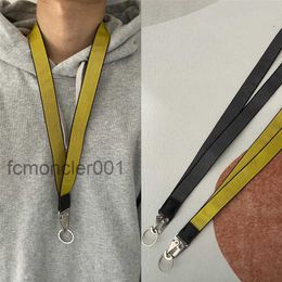 Industrial Lanyard Long Keychain Yellow Nylon Strap Halter Fashion Luggage Pendant Unisex Brand Designer Carved Alloy Buckle D275s T0UG