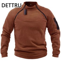 Brand High Quality Winter Mens Military Sweatshirt Fleece Zipper Pullover Men's Solid Color Loose Lamb Thick Clothing Streetwear 231226