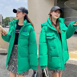Women's Trench Coats 2023 Down Cotton Jacket Coat Womens Winter Puffer Parkas Casual Hooded Cotton-Padded Student Outwear Thicken Warm