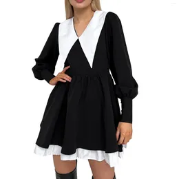 Casual Dresses Women Dress Autumn/spring 2023 French Style Vintage Design Doll Neckline Hepburn Black Mini High Waisted