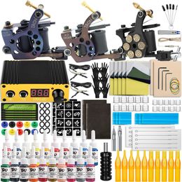 YANGAN Coil Tattoo Machine Kits Liner Shader Machine tattoo Power Supply Inks Pigment Tattoo Needles for Tattoo Beginners Set 231227