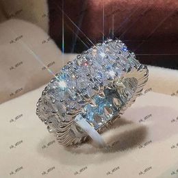 Rings Sterling Sier 100% Created Full Diamonds Gemstone Wedding Engagement Ring Fine Jewellery Gift for Women Whole