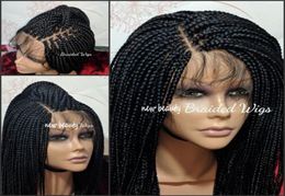 Part Box Braids Wig black brownblonde ombre red brazilian full lace front Wiges Jumbo braided synthetic wigS Baby HaRr Heat1634285