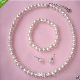 Cream Faux Acrylic Pearl Beaded Choker Necklace Bracelet and Stud Earrings Prom Party Jewellery Sets273t