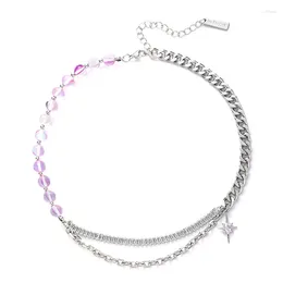 Pendant Necklaces Eetit Glass Zircon Star Purple Resin Beads Collar Chain Necklace Delicate Zinc Alloy Neck Jewelry For Women Gala Gift