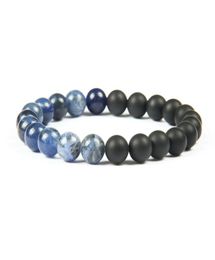 New Fashion Stone Jewellery Whole 10pcslot 8mm Top Quality Natural Blue Veins Matte Agate Stone Beads Lucky Energy Bracelet F1731654