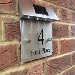 Customized Sign Plaque Door Number Street Glass Aluminium Effect Solar Light House Number Light Door Plate Letter 231226