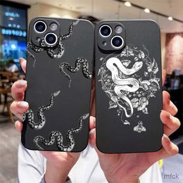 Cell Phone Cases Luxurious Dark Snake Cellphone Case for Iphone 12 13 11 14 Pro Max X Xs XR Xsmax Cover Dragon Black Coque Funda
