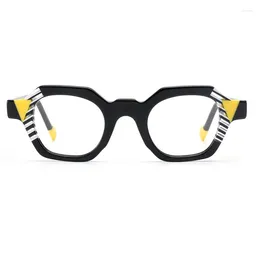 Sunglasses Frames Acetate Fiber Glasses Frame Polygonal Flat Light Fashion Candy Color Splicing