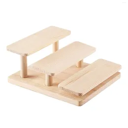 Jewellery Pouches Wooden Display Risers 3 Layers Glasses Stand Holder Wood Organiser Tray For Cabinet Desktop
