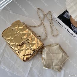 Vintage Gold Chain Bag Designer Women Shoulder Bag Elegant Lingge Patent Leather Bag With Star Coin Purse High Quality Lady Wallet