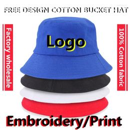 Berets Personalised Logo Casual Cotton Sports Bucket Hats Fashion Sunscreen Caps Custom Fisherman Panama Gorros