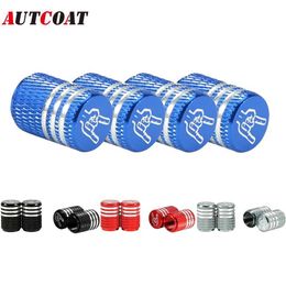 AUTCOAT Pcs Car Tyre Valve Stems Cap Knurling Style Rock Finger Gesture Tyre Valve Cap Aluminium Tyre Wheel Stem Air Valve Caps