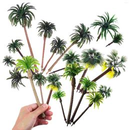 Decorative Flowers 19Pcs Plastic Palm Trees Models Mini Coconut For DIY Scenery Landscape Cake Decoration