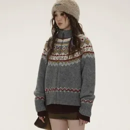 Women's Knits 2023 Autumn Turtleneck Zipper Knitted Cardigan Korean Vintage Loose Sweater Mujer Y2k Grunge Long Sleeve Tops Women