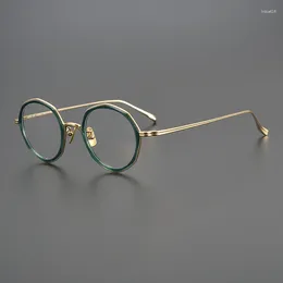 Sunglasses Frames Pure Titanium Personalised Round Glasses Frame 045F Designer Retro Eyeglasses Men Women Myopia Presbyopia Anti-Blue