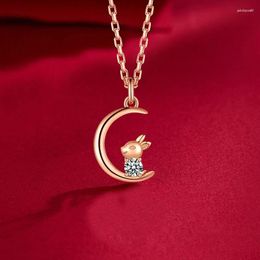 Pendant Necklaces 2023 Year S925 Chinese Zodiac Signs Moon Animal Choker Chain Sterling Silver 925 Necklace Women Girls