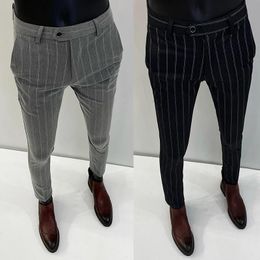 Blazers 2022 Striped Suit Pants Men Business Office Social Dress Pants Casual Slim Fit Wedding Trousers Pantalon Homme Classique