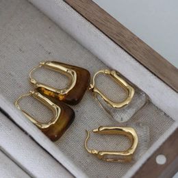 Brass Colorful Clear Resin Earrings Women Jewelry Punk Designer Runway Rare Simply Gown Boho Japan Korean 231227