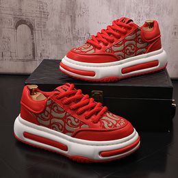New Luxury Designer Men's Red 5cm Height Increasing Causal Shoes Loafers Male All Match Walking Sneakers Zapatos Hombre