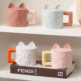 Mugs Korean High-value Ceramic Mug With Silicone Lid Customized Logo Gift Cup